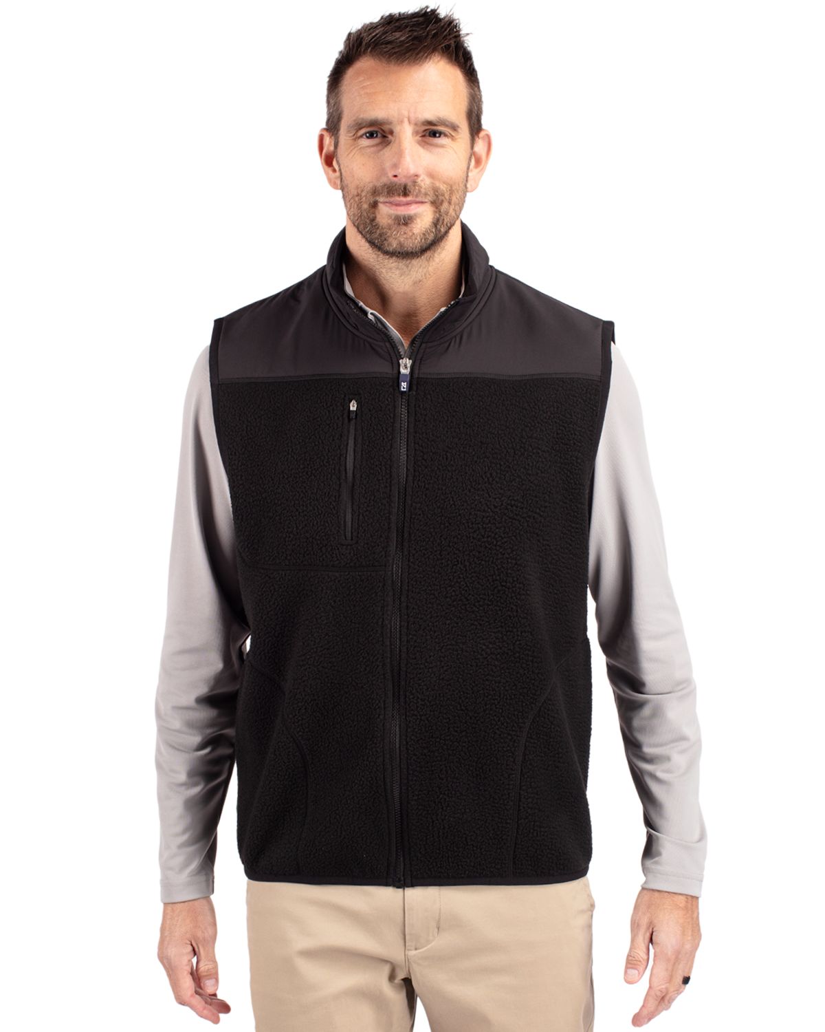 Cutter & Buck Cascade Epic Comfort Recycled Sherpa Fleece Mens Big & Tall Full Zip Vest