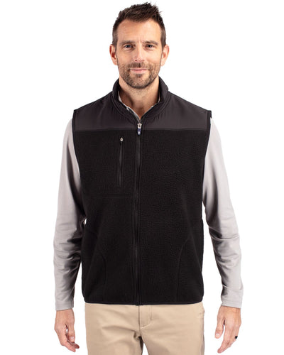 Cutter & Buck Cascade Epic Comfort Recycled Sherpa Fleece Mens Full Zip Vest