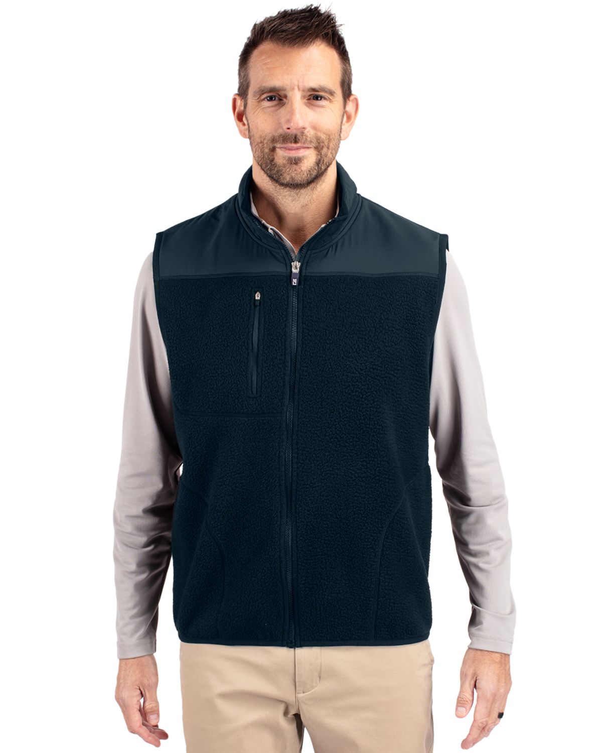 Cutter & Buck Cascade Epic Comfort Recycled Sherpa Fleece Mens Big & Tall Full Zip Vest