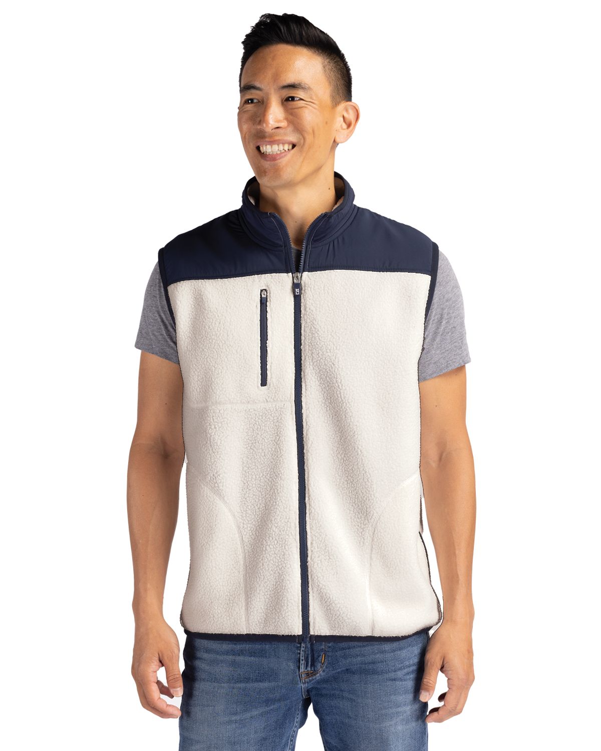 Cutter & Buck Cascade Epic Comfort Recycled Sherpa Fleece Mens Full Zip Vest