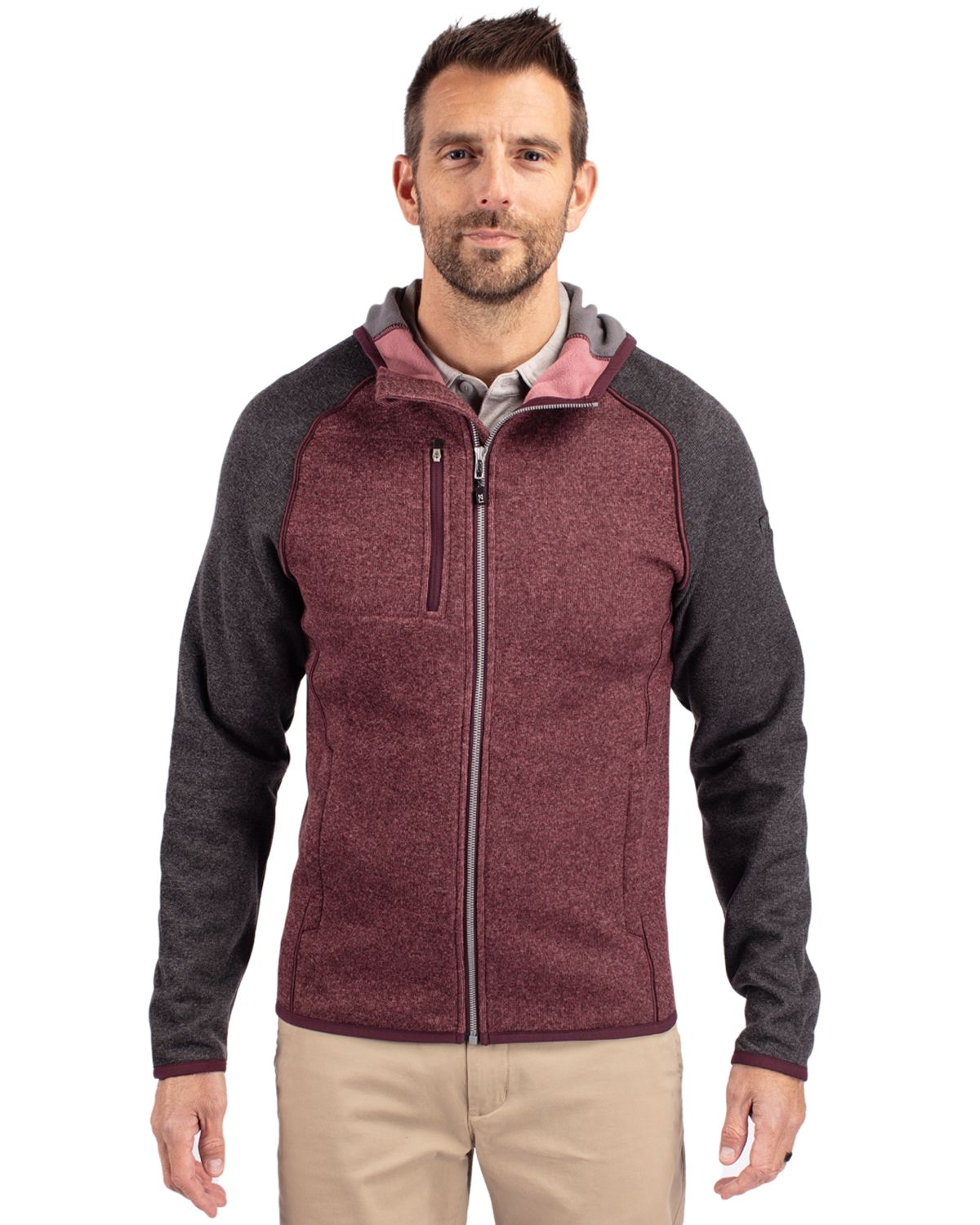 Cutter & Buck Mainsail Sweater-Knit Mens Full Zip Hooded Jacket