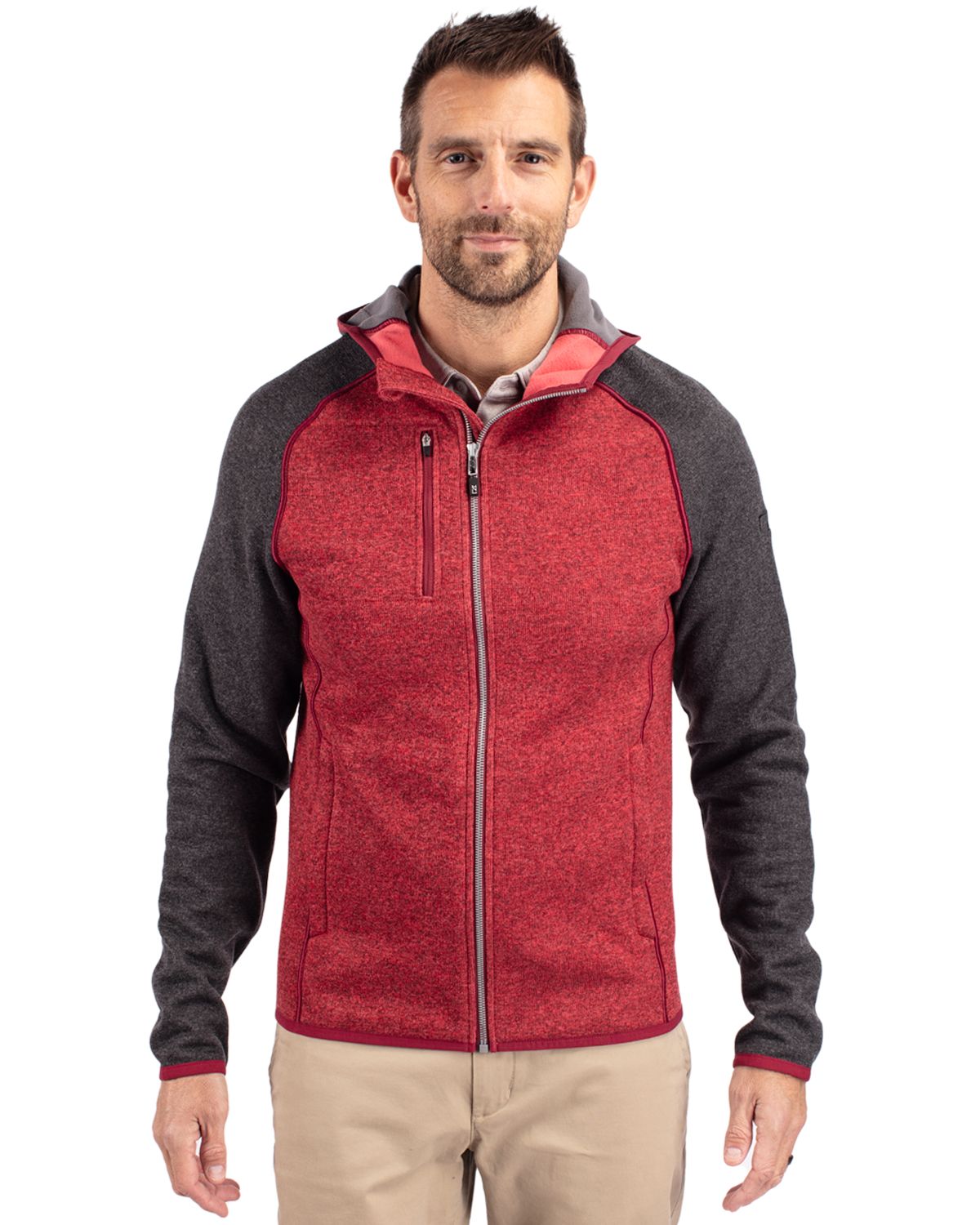 Cutter & Buck Mainsail Sweater-Knit Mens Full Zip Hooded Jacket