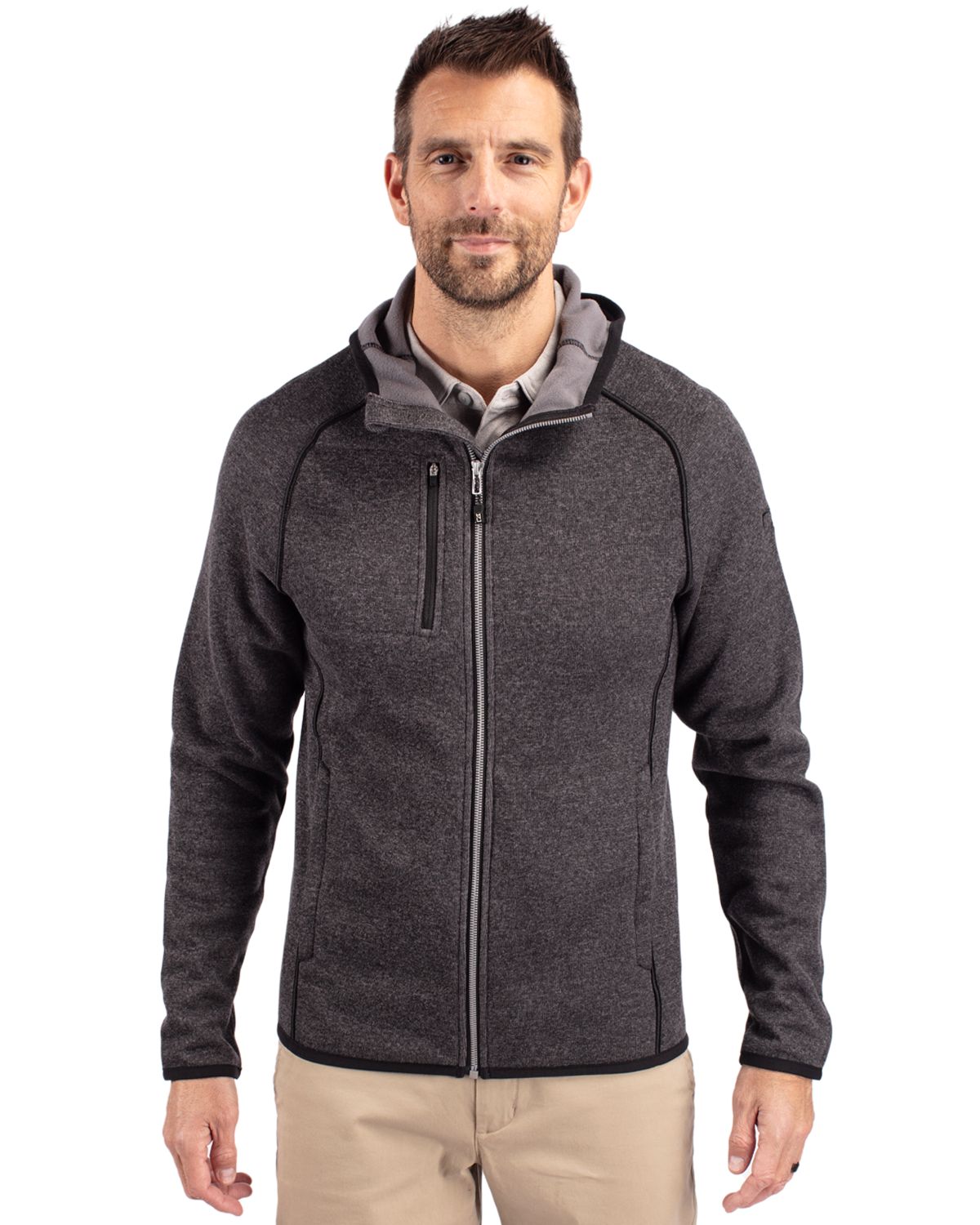 Cutter & Buck Mainsail Sweater-Knit Mens Full Zip Hooded Jacket