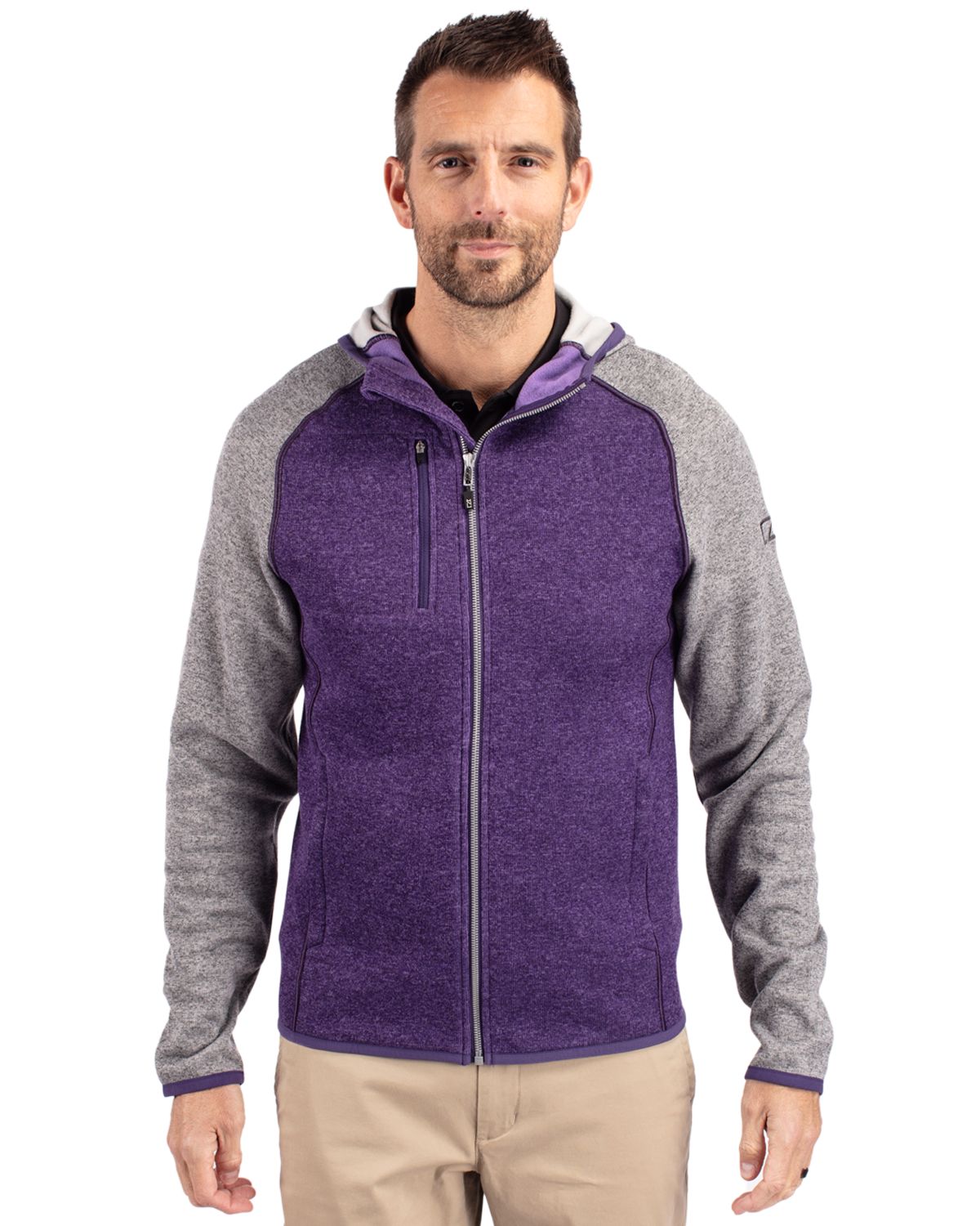 Cutter & Buck Mainsail Sweater-Knit Mens Full Zip Hooded Jacket
