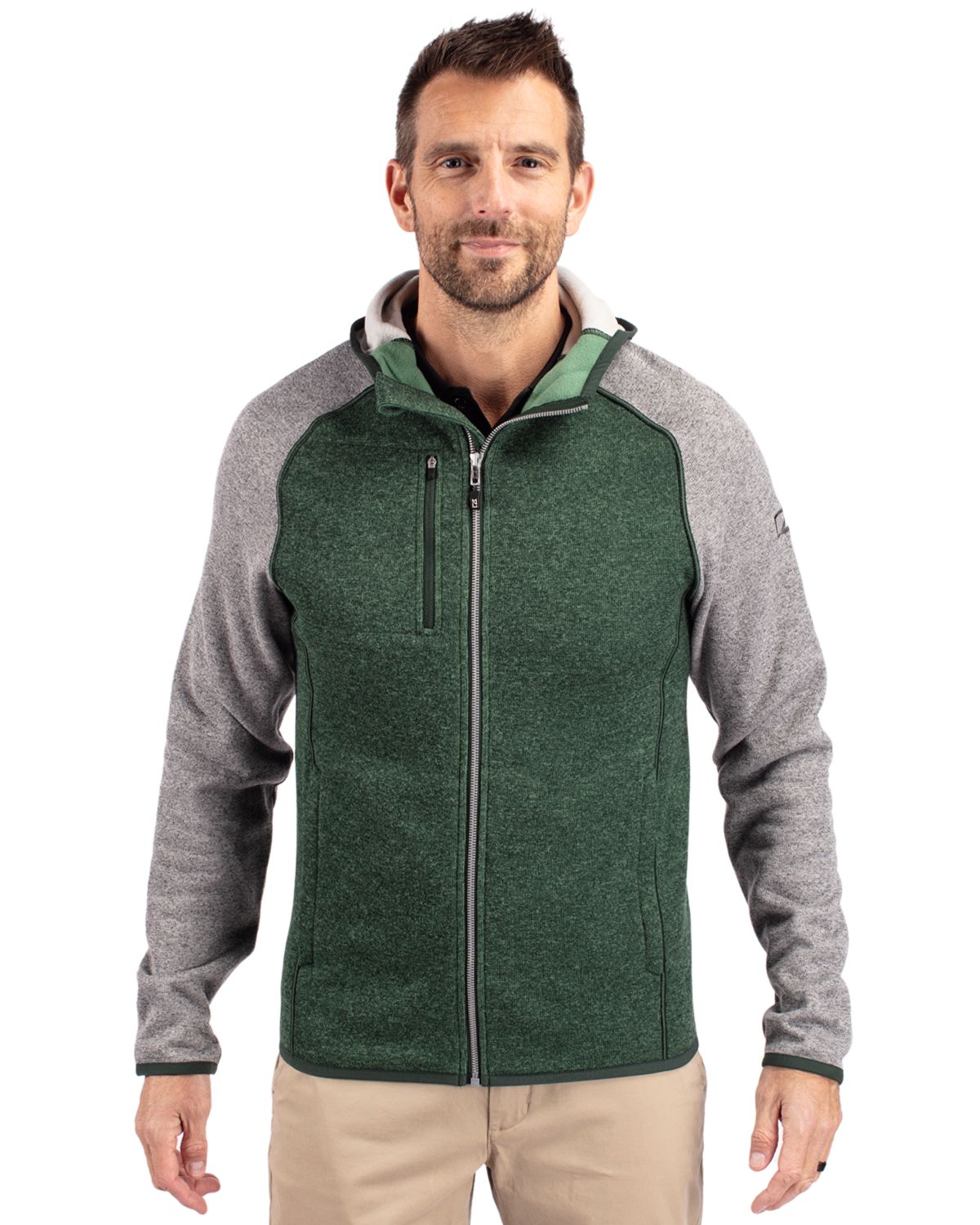 Cutter & Buck Mainsail Sweater-Knit Mens Full Zip Hooded Jacket