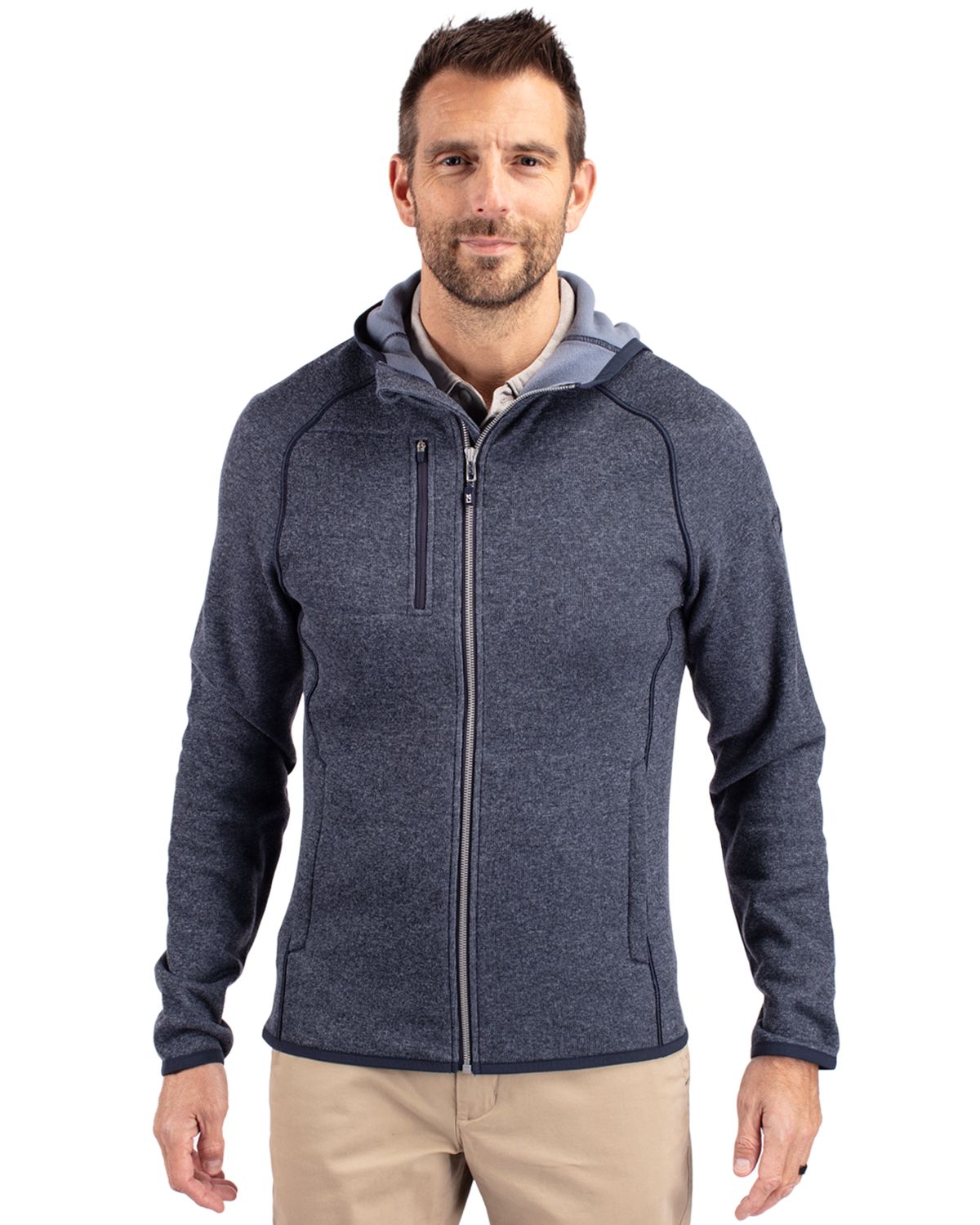 Cutter & Buck Mainsail Sweater-Knit Mens Full Zip Hooded Jacket