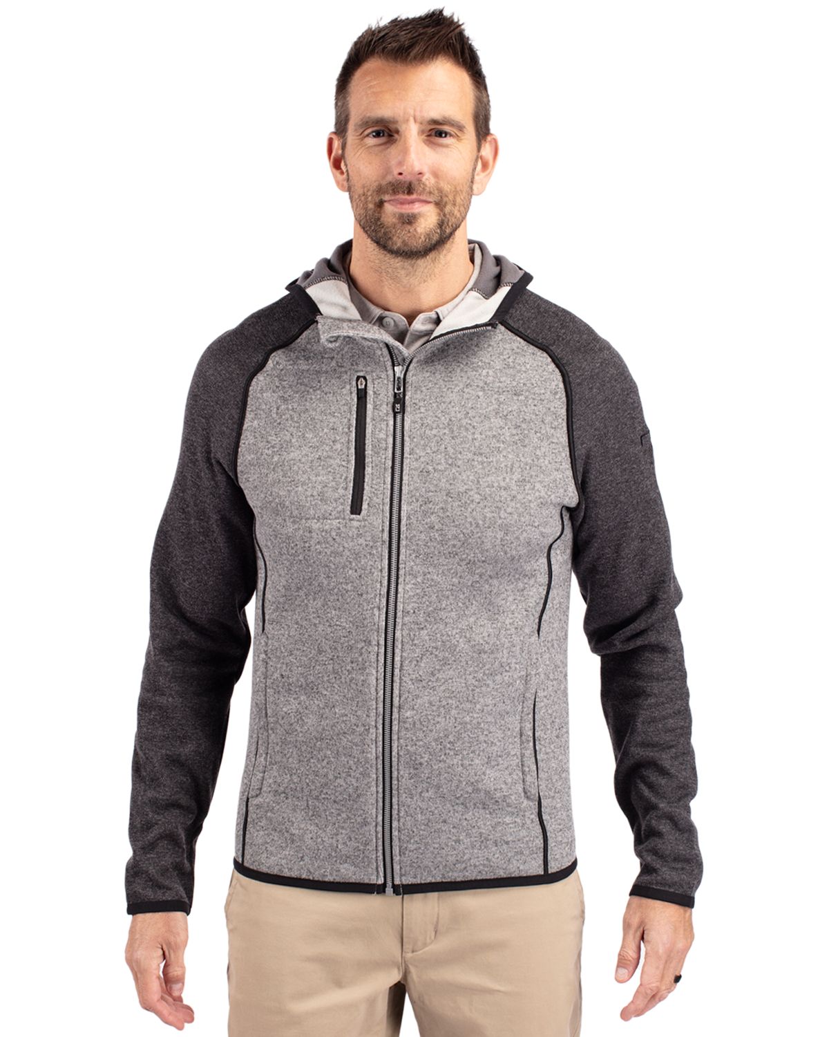 Cutter & Buck Mainsail Sweater-Knit Mens Full Zip Hooded Jacket