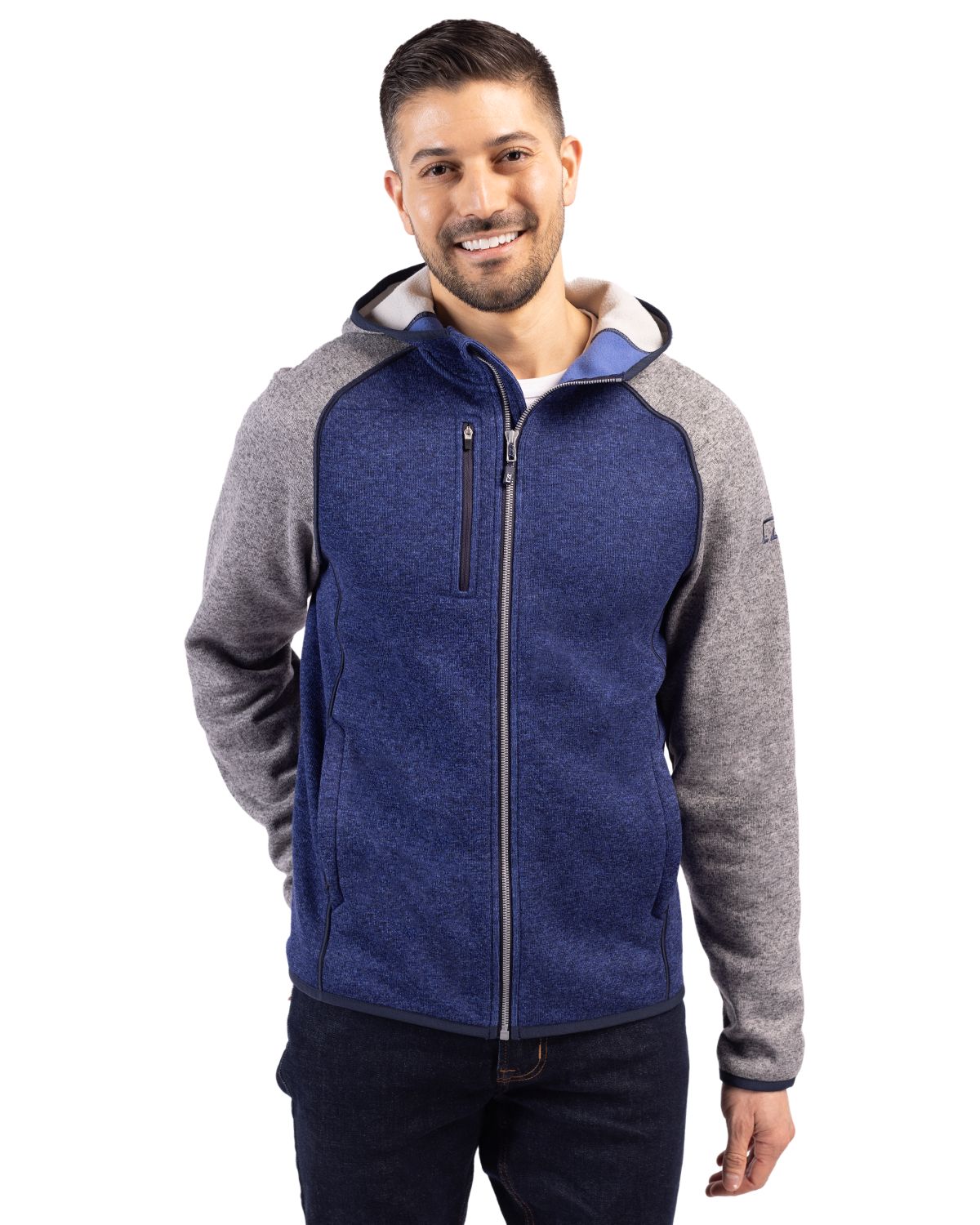 Cutter & Buck Mainsail Sweater-Knit Mens Full Zip Hooded Jacket