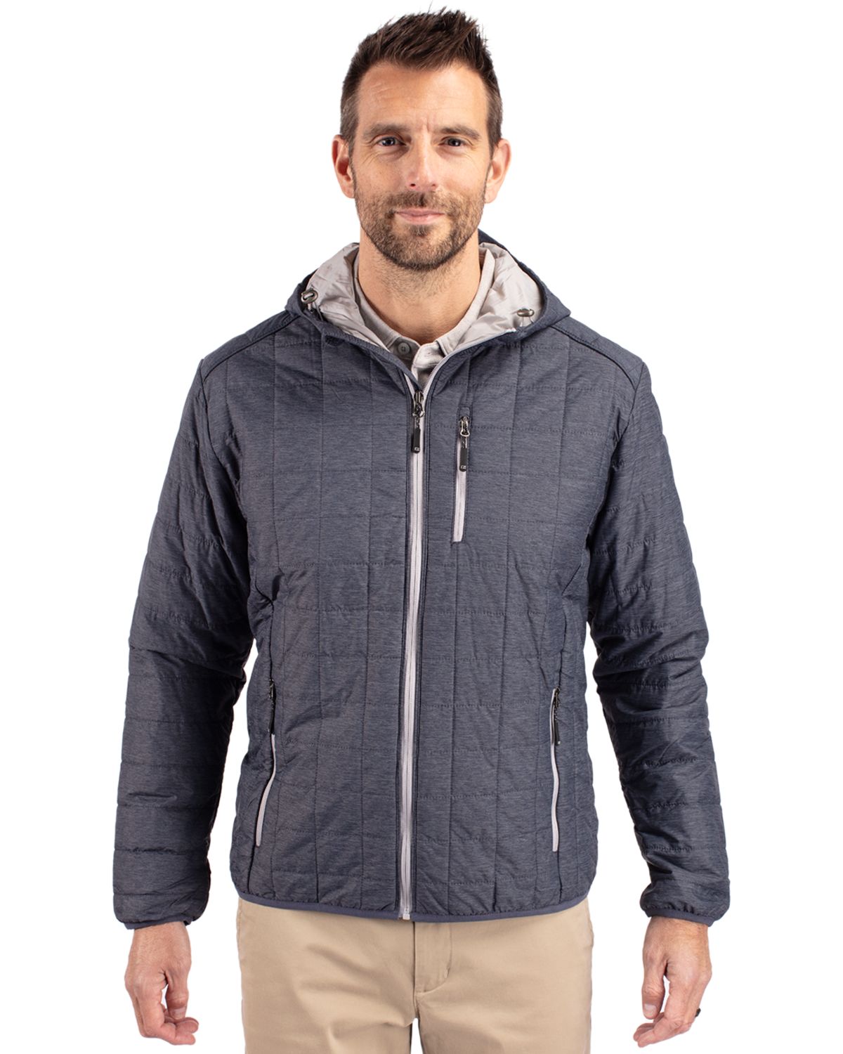 Cutter & Buck Rainier Recycled Insulated Puffer Mens Full Zip Hooded Jacket Jacket