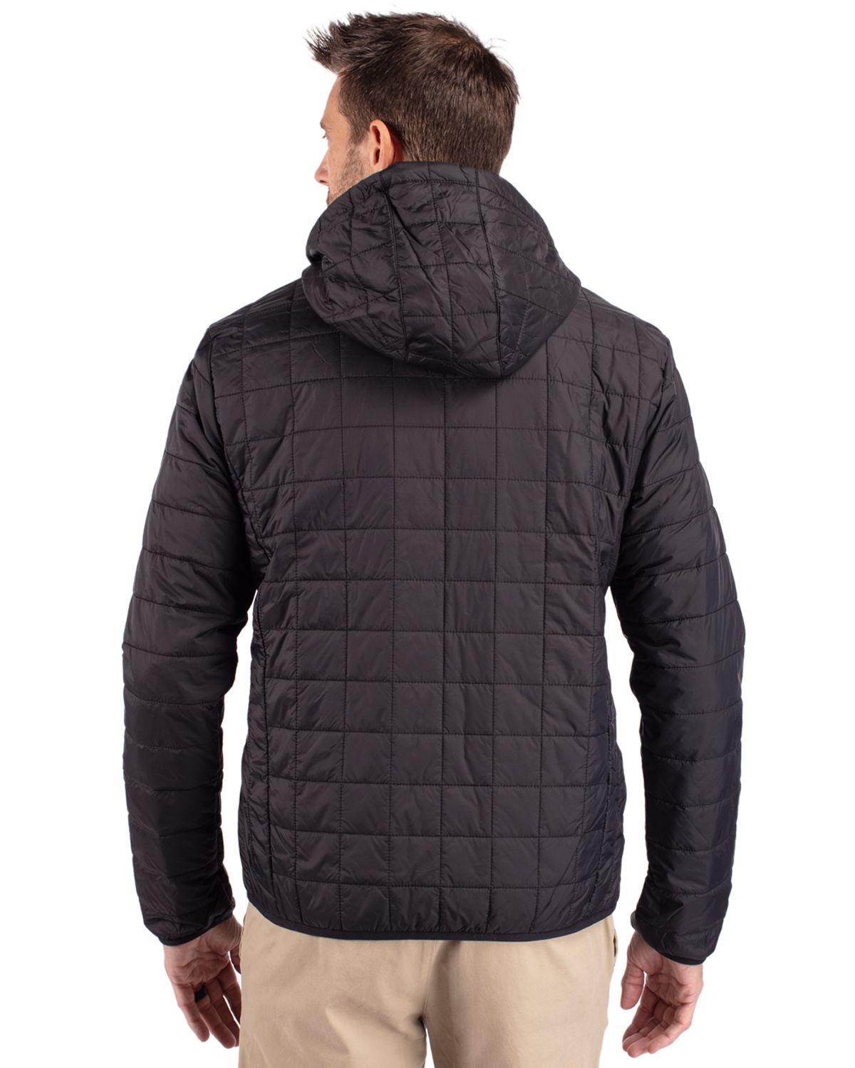 Cutter & Buck Rainier Recycled Insulated Puffer Mens Full Zip Hooded Jacket Jacket