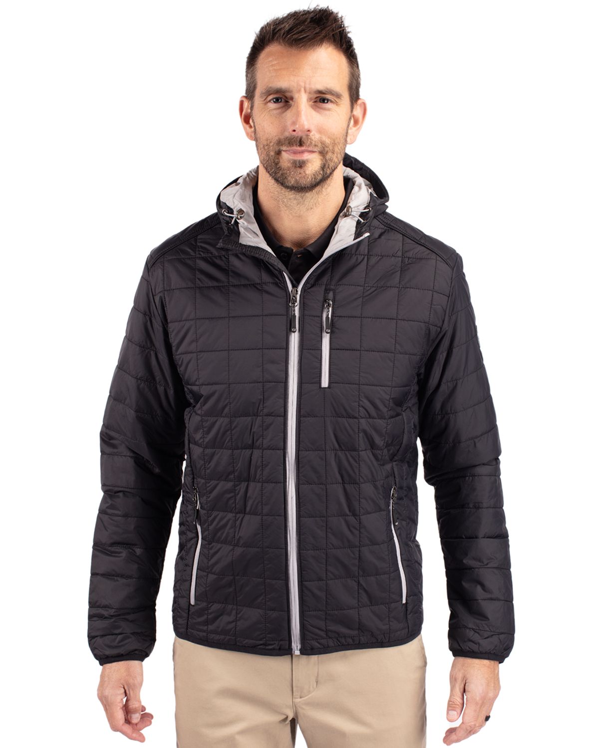 Cutter & Buck Rainier Recycled Insulated Puffer Mens Full Zip Hooded Jacket Jacket