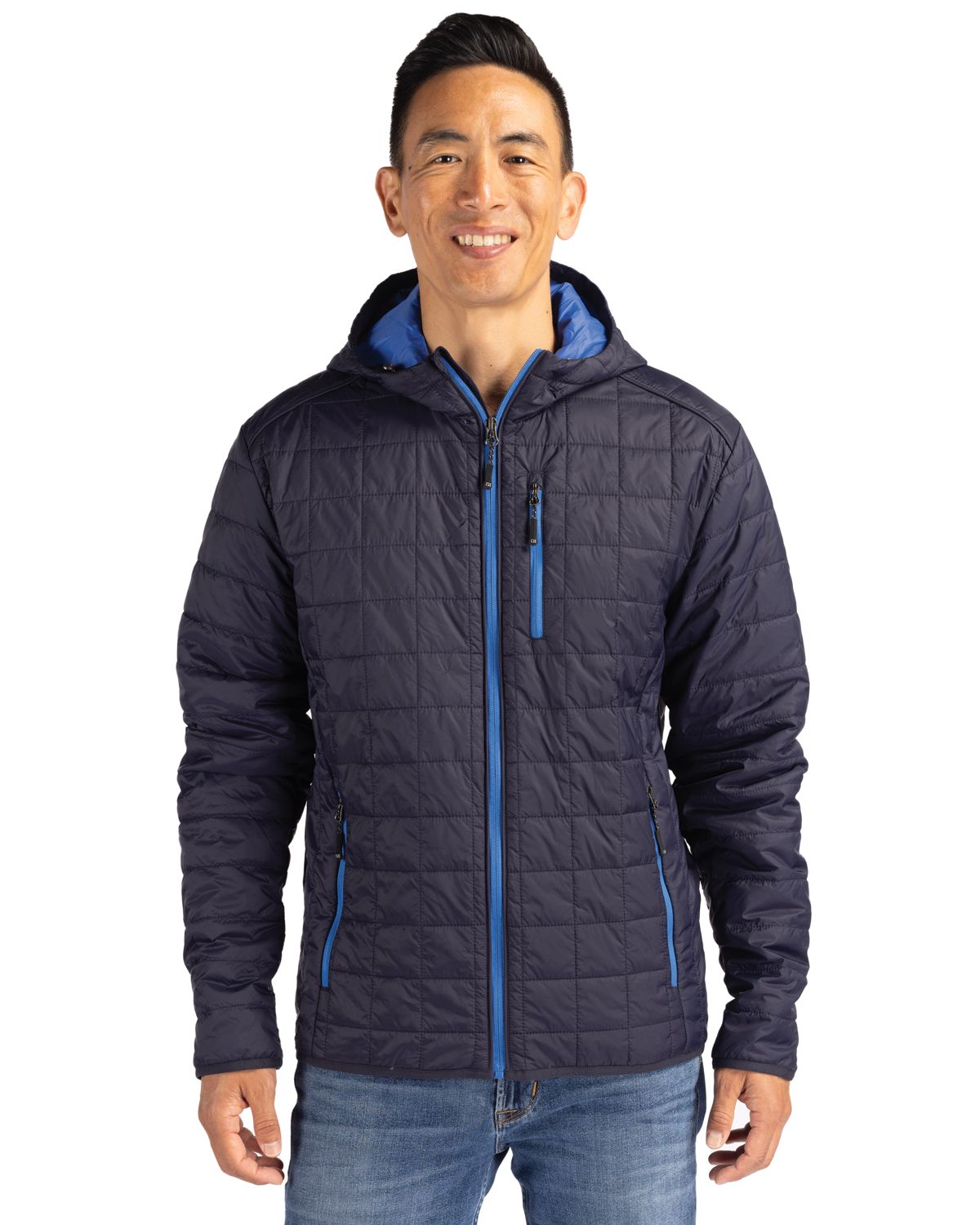 Cutter & Buck Rainier Recycled Insulated Puffer Mens Full Zip Hooded Jacket Jacket