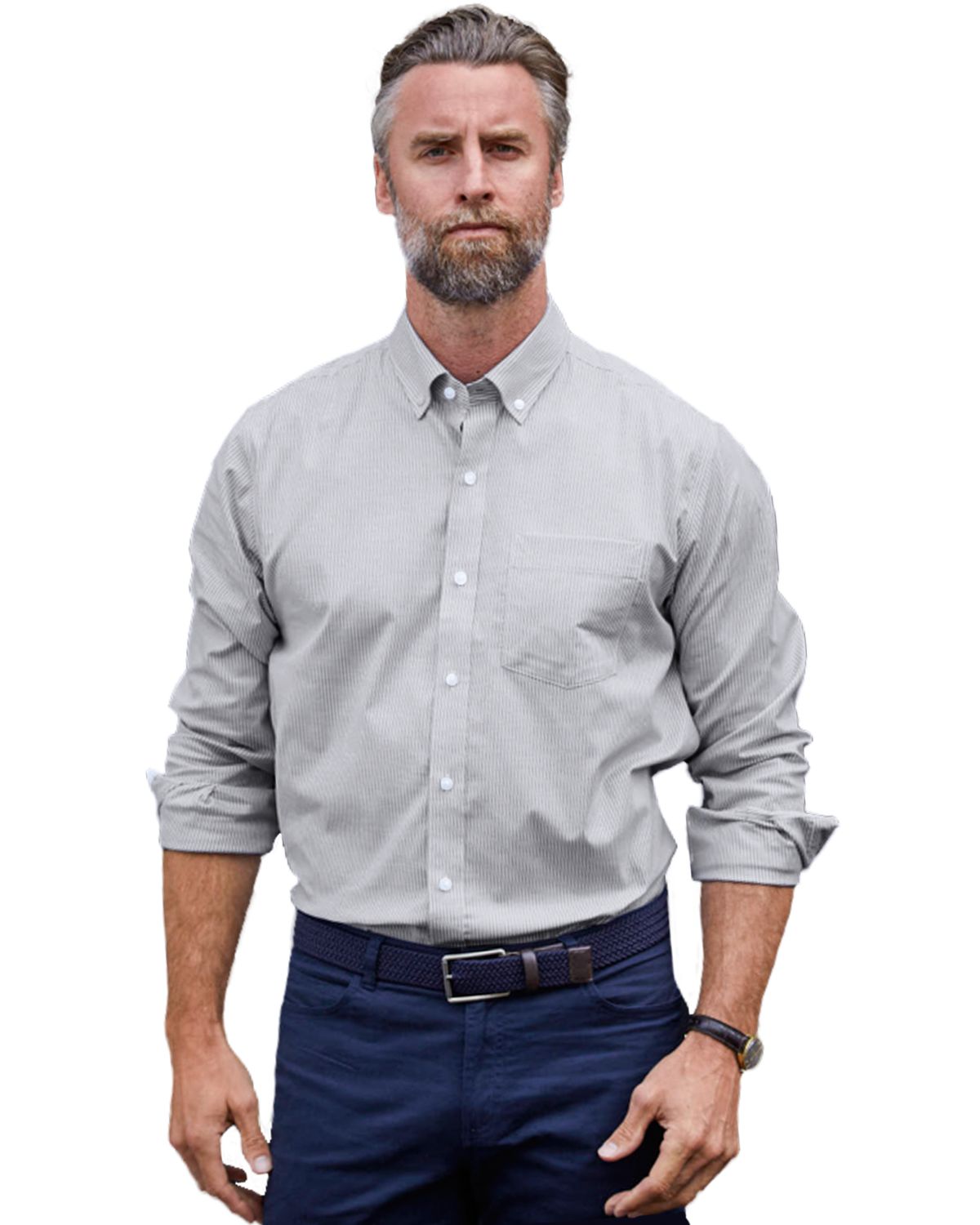 Cutter & Buck Easy Care Stretch Oxford Stripe L/S - Men's Big & Tall