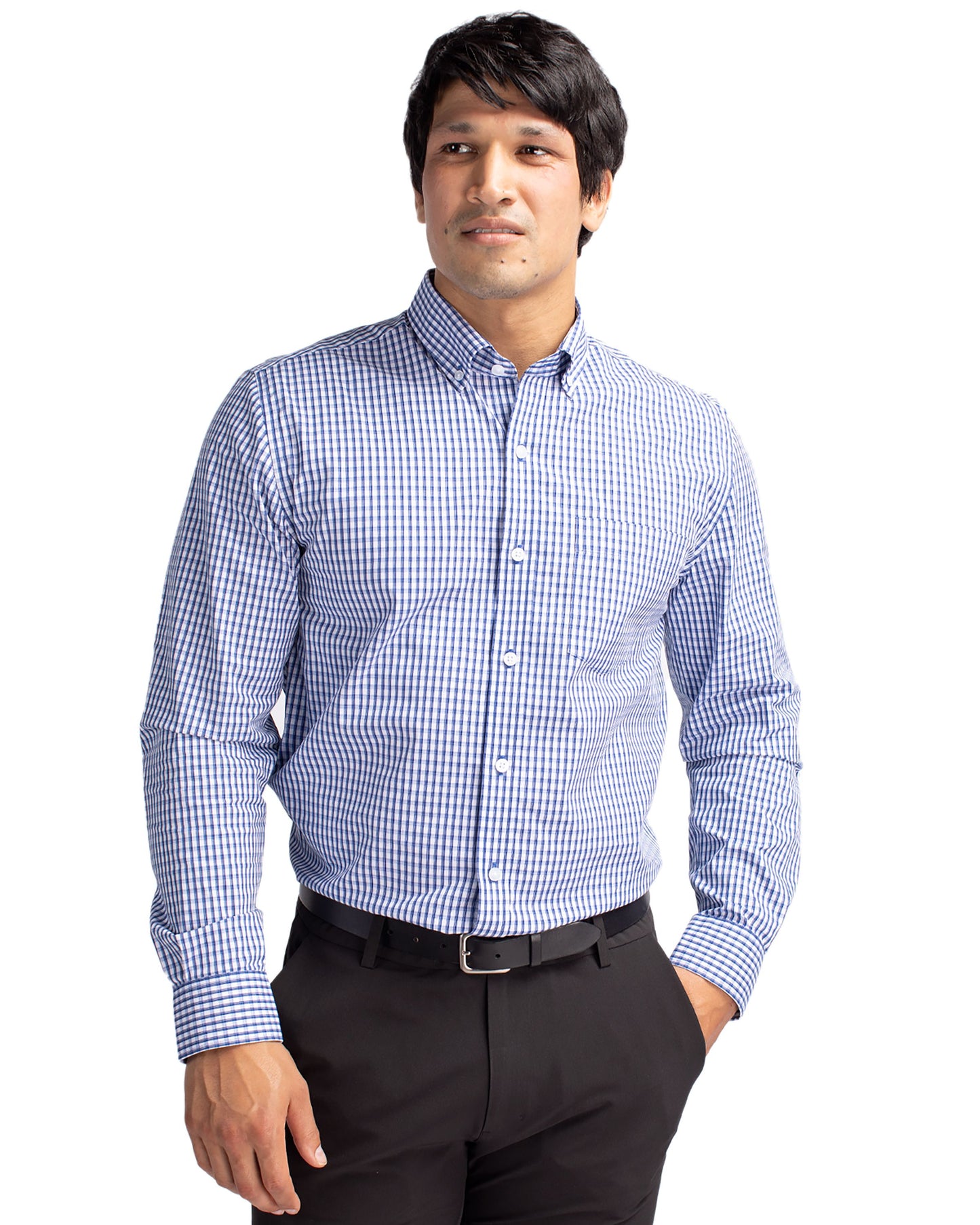 Cutter & Buck Easy Care Stretch Gingham Long Sleeve - Men's Big & Tall