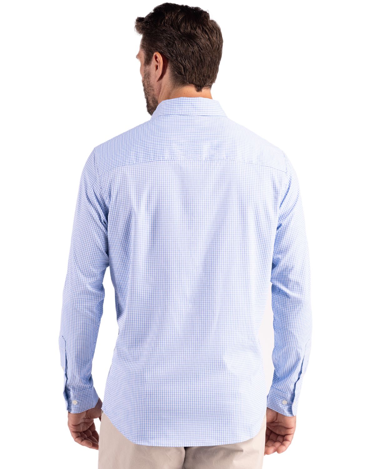 Cutter & Buck Skyline Recycled Gingham Mens Big & Tall Long Sleeve Button Down Dress Shirt