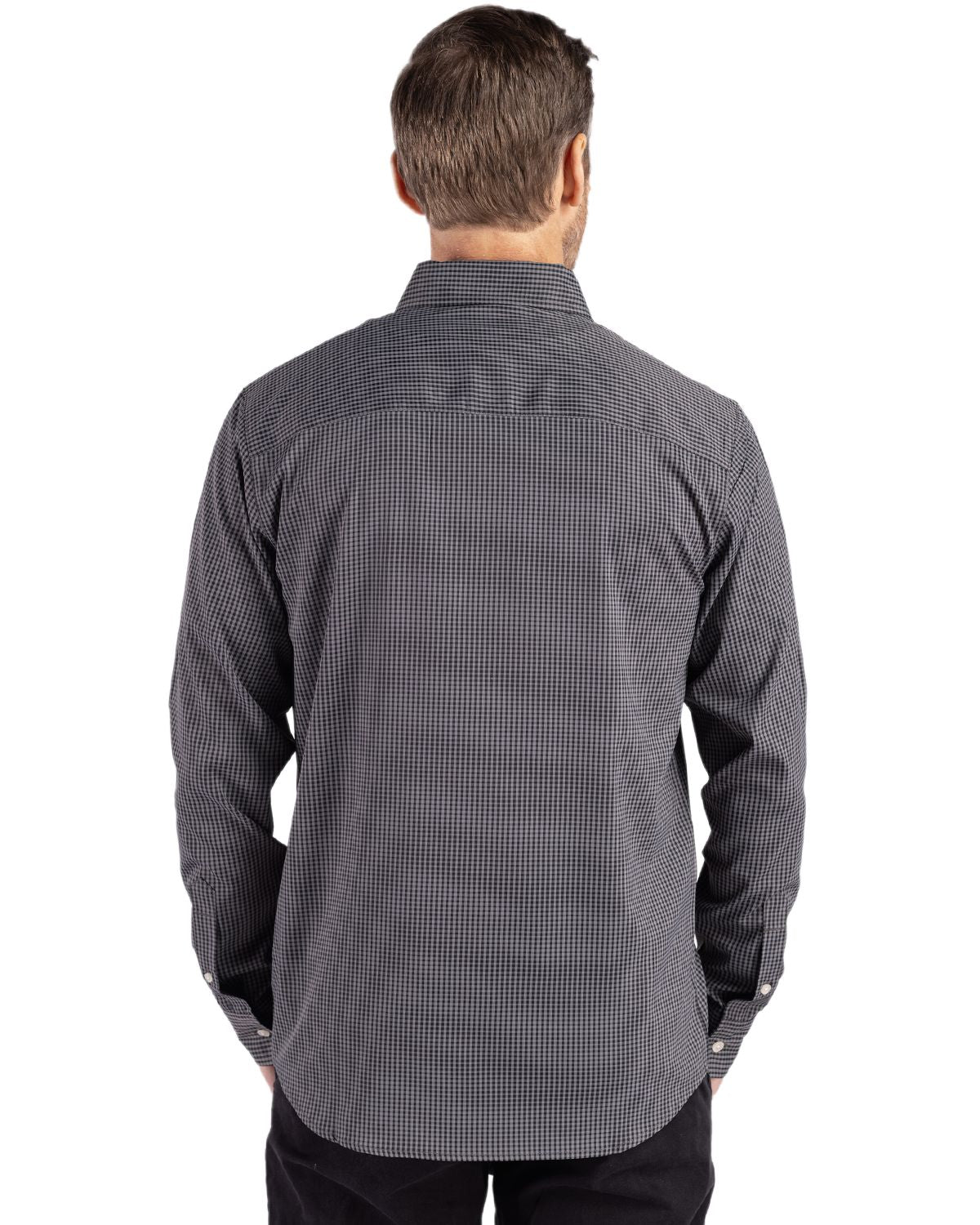 Cutter & Buck Skyline Recycled Gingham Mens Big & Tall Long Sleeve Button Down Dress Shirt