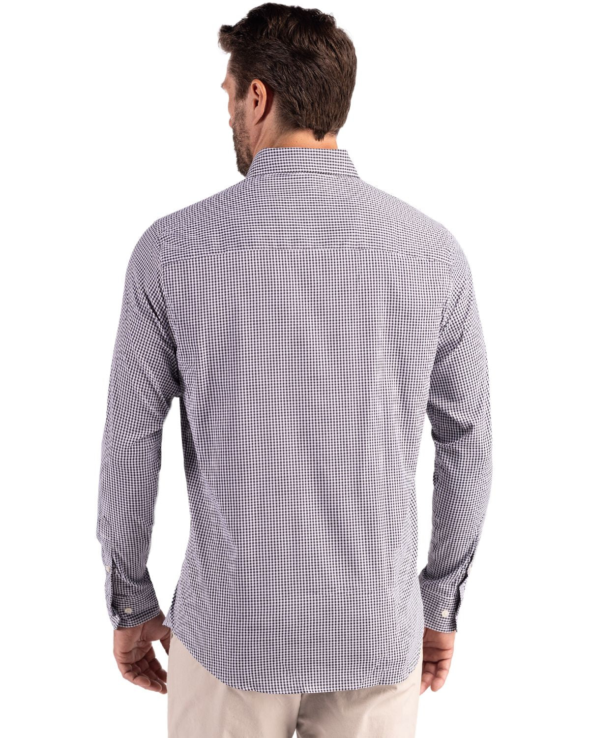 Cutter & Buck Skyline Recycled Gingham Mens Big & Tall Long Sleeve Button Down Dress Shirt