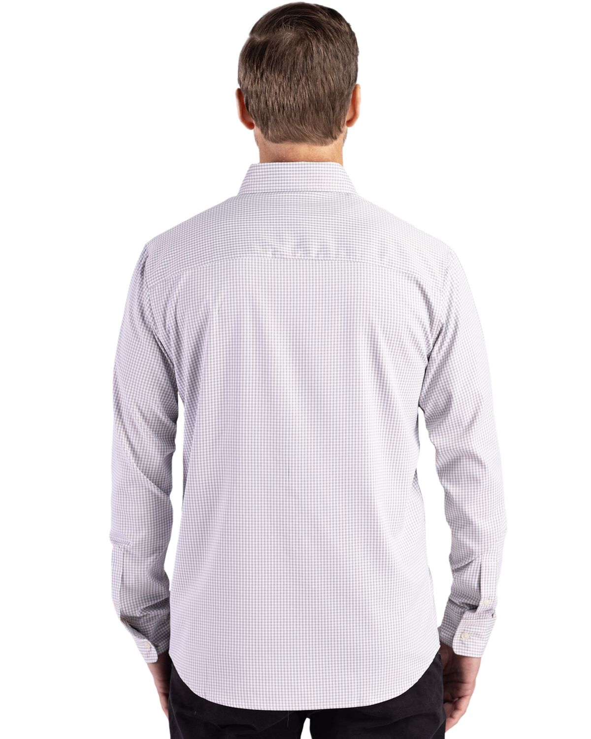 Cutter & Buck Skyline Recycled Gingham Mens Long Sleeve Button Down Dress Shirt