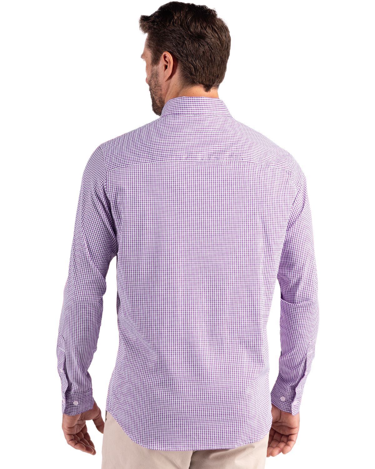 Cutter & Buck Skyline Recycled Gingham Mens Big & Tall Long Sleeve Button Down Dress Shirt
