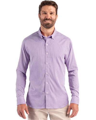 Cutter & Buck Skyline Recycled Gingham Mens Big & Tall Long Sleeve Button Down Dress Shirt