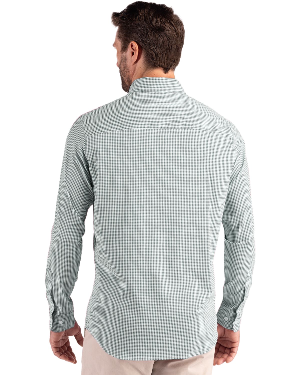 Cutter & Buck Skyline Recycled Gingham Mens Big & Tall Long Sleeve Button Down Dress Shirt
