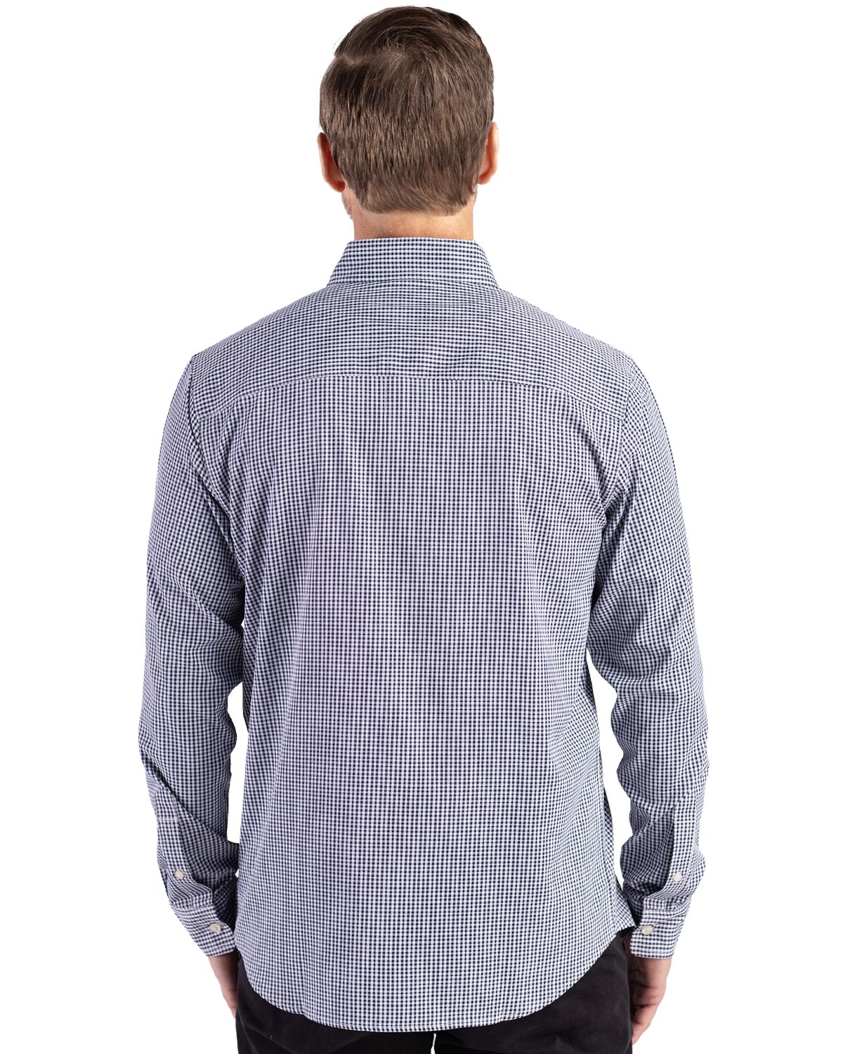Cutter & Buck Skyline Recycled Gingham Mens Long Sleeve Button Down Dress Shirt