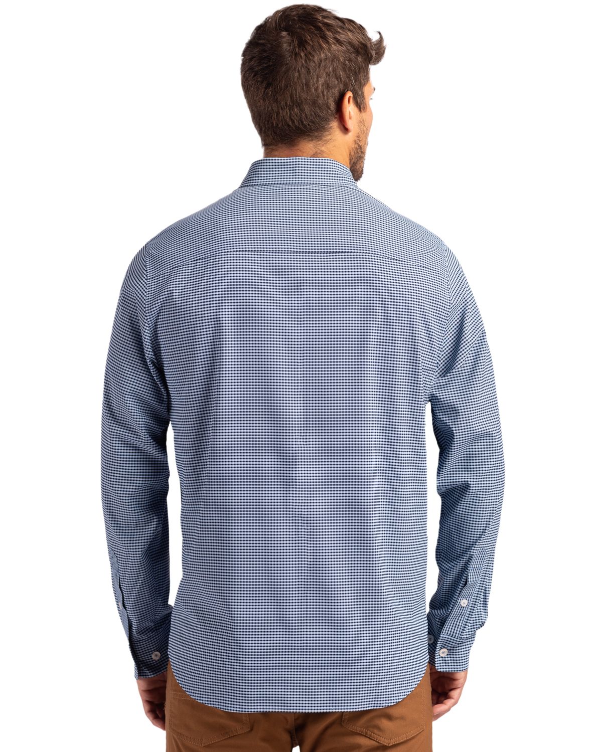 Cutter & Buck Skyline Recycled Gingham Mens Big & Tall Long Sleeve Button Down Dress Shirt