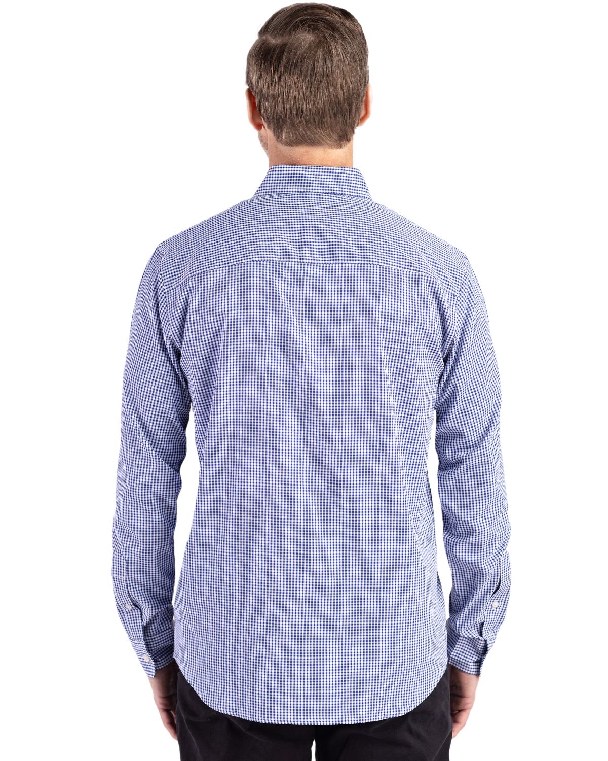 Cutter & Buck Skyline Recycled Gingham Mens Long Sleeve Button Down Dress Shirt