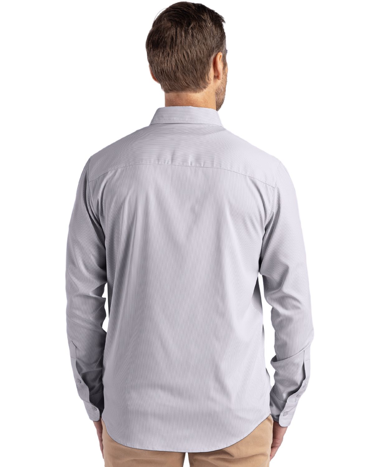 Cutter & Buck Skyline Recycled Pinstripe Mens Big & Tall Long Sleeve Button Down Dress Shirt