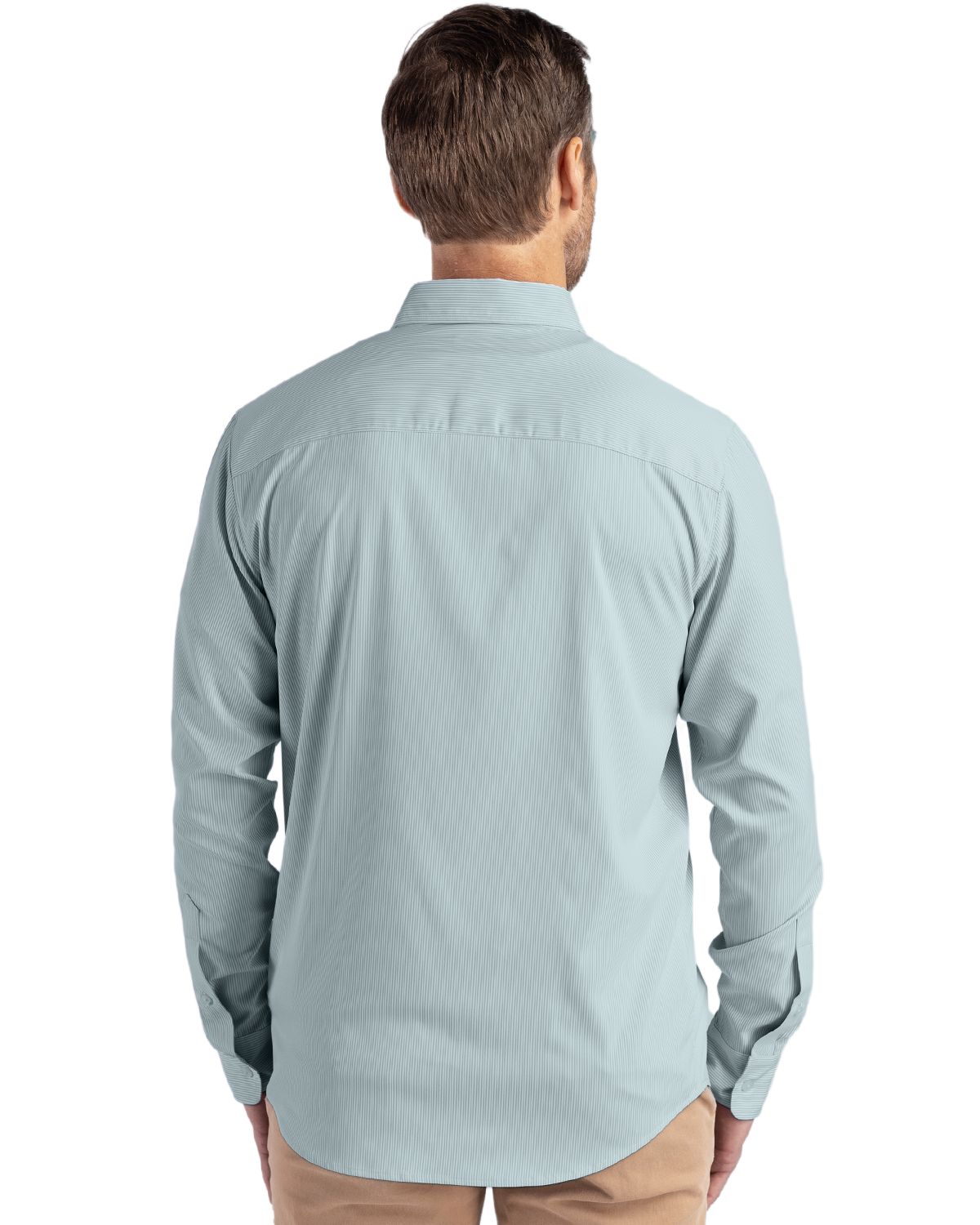 Cutter & Buck Skyline Recycled Pinstripe Mens Big & Tall Long Sleeve Button Down Dress Shirt