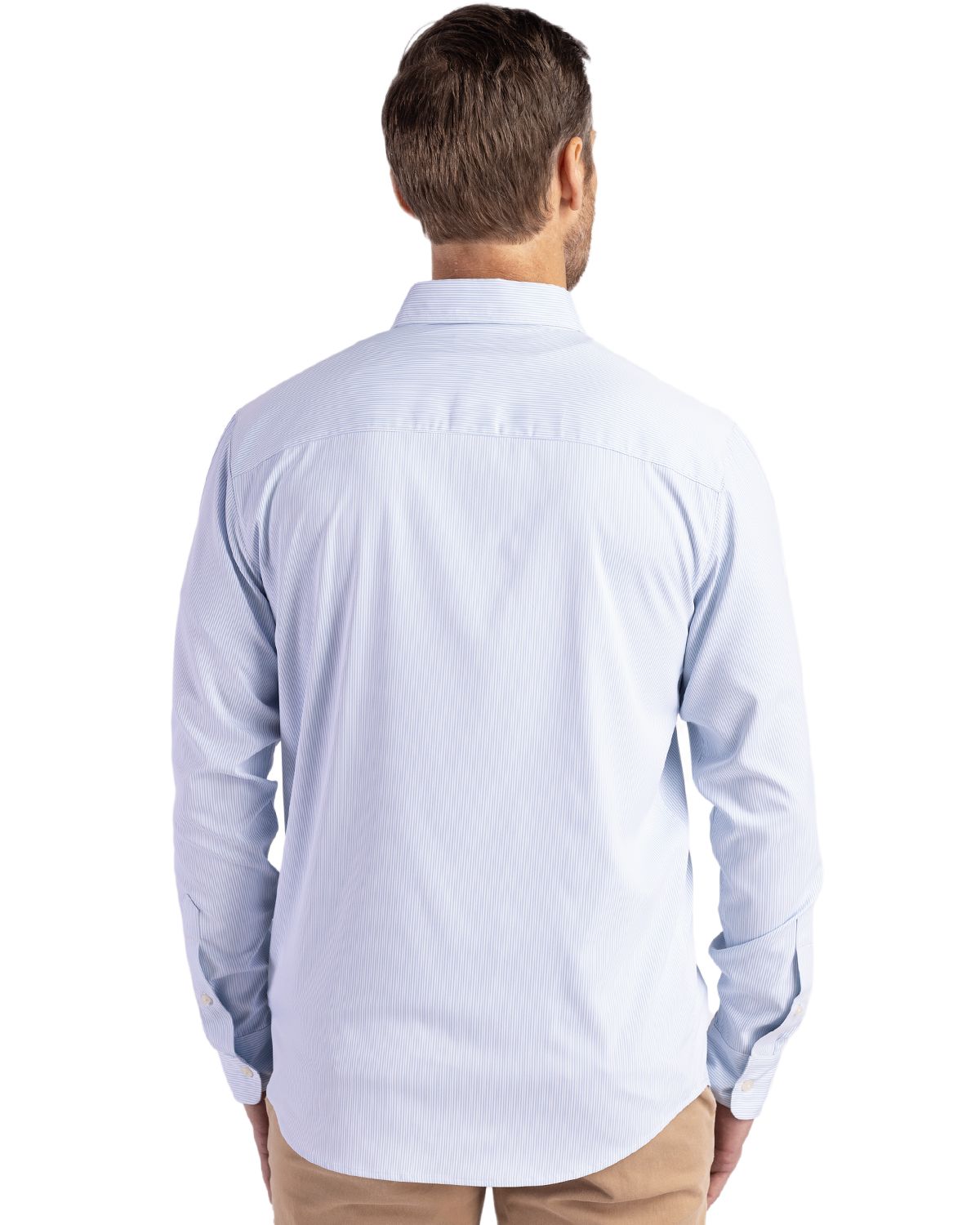 Cutter & Buck Skyline Recycled Pinstripe Mens Long Sleeve Button Down Dress Shirt