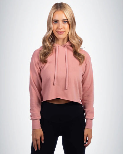 Next Level 9384 Women Laguna Sueded Raw Edge Crop Hoodie