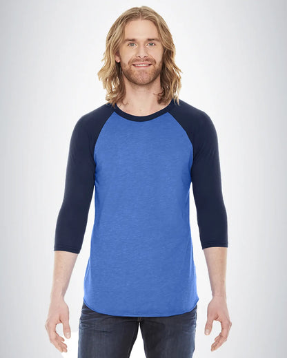 American Apparel BB453W 50/50 Raglan Three-Quarter Sleeve Tee