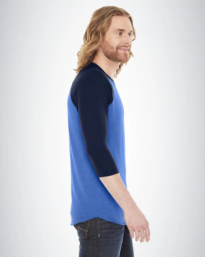 American Apparel BB453W 50/50 Raglan Three-Quarter Sleeve Tee