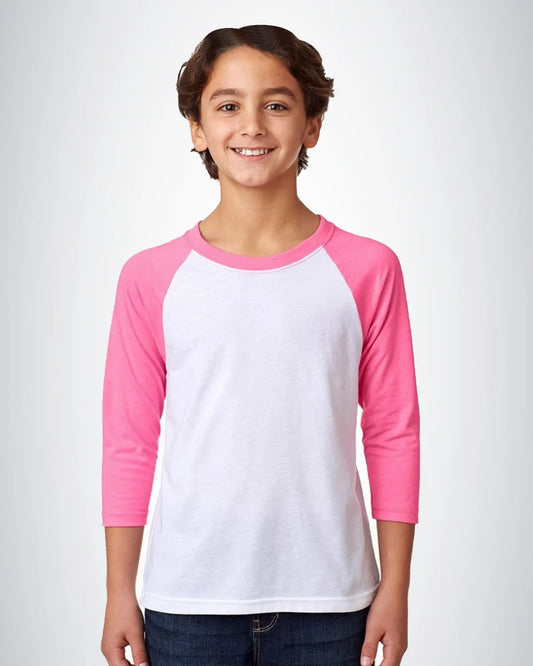 Next Level 3352 Youth CVC Three-Quarter Sleeve Raglan T-Shirt